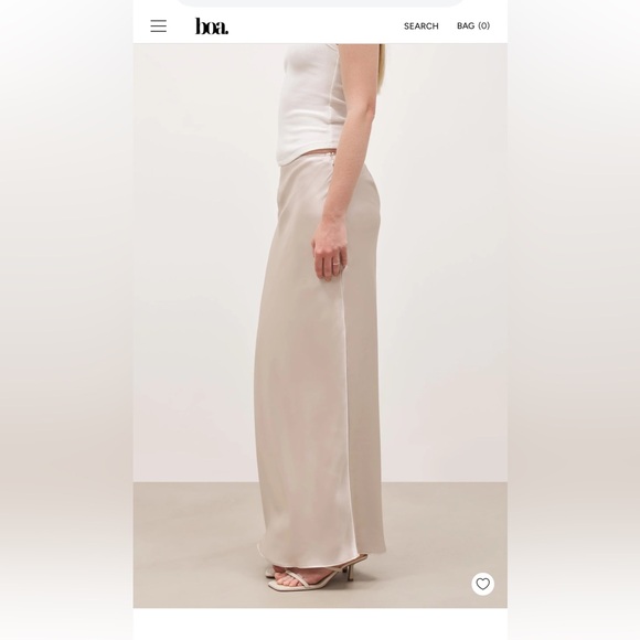 Satin Mid Rise Maxi Skirt - Champagne - Picture 1 of 14